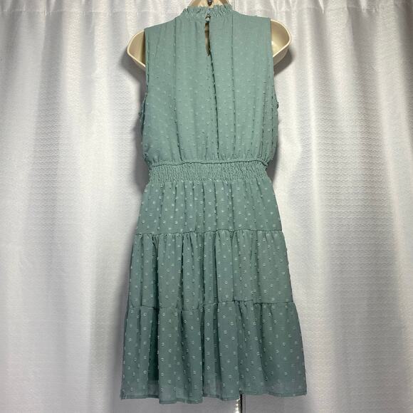 Sweet Wanderer aqua green Sleeveless Mini Dress women sz L - Picture 5 of 9